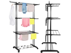 Tendedero vertical Springos con ruedas, plegable, 24 varillas y ganchos giratorios