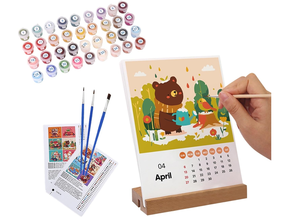 Calendário De Mesa 2026- 21 X 28, 5 Cm- De Com Design Pintado À Mão, Planejador Mensal Pincel E Tinta