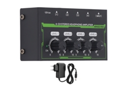 Amplificador De Auriculares Estéreo De 4 Canales De Bajo Ruido Con Divisor De 6,35 Mm Para Estudio De Grabación, Enchufe Europeo.