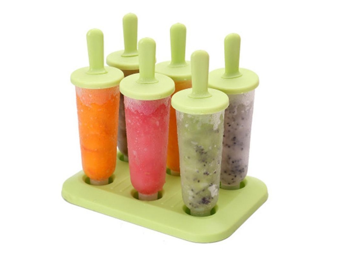 6 Bandejas De Silicona Premium Para Cubitos De Hielo, Ideales Para Paletas Heladas, Con Cierre Hermético, Reutilizables, Color Verde. Edggreen