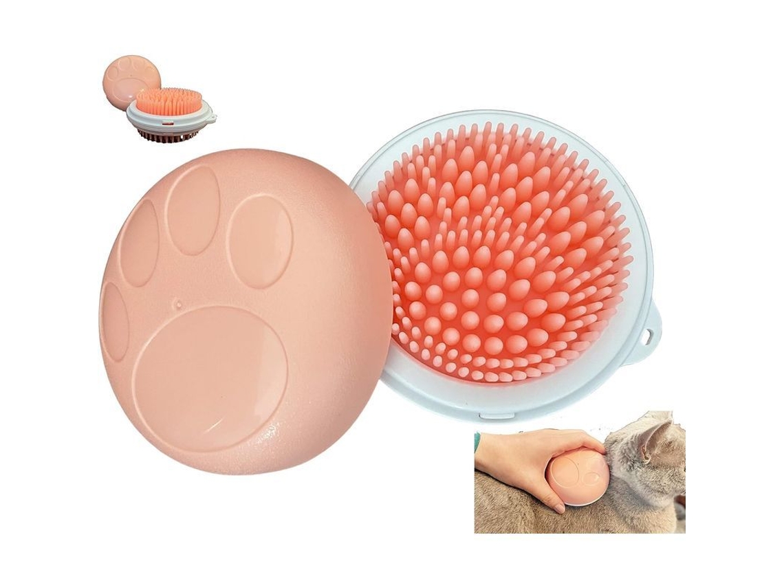 2026-pincel Para Mascotas Gato Perro Cuidado De Pelaje Eliminación De Subpelo Masaje Suave Silicona Rosa Fácil Limpieza
