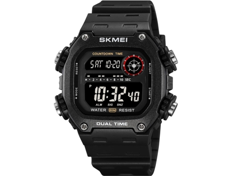 VEANXIN Hombres Digital Cuadrado Cara Impermeable Fecha LED Relojes Despertadores-azul negro