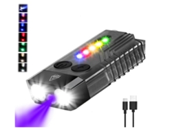 YEMAESRE Antorcha Led Recargable de 1000 Lúmenes Mini Llavero Antorcha Antorcha de Luz Negra USB-C con Luz Lateral Imán Cob Impermeable Negro
