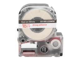 Cinta Para Etiquetadora 18mm Pet Impermeable Para Impresoras Epson/ Máquinas Kingjim (letras Rojas Sobre Fondo Blanco)