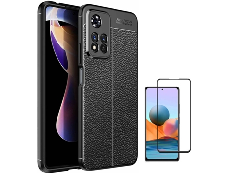 Kit Carcasa + Protector de Pantalla Xiaomi Redmi Note 11 Pro 5G Rugged Leather Negro
