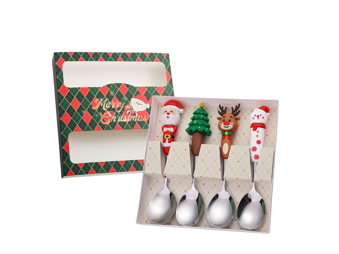 Juego de 8 cucharas de postre navideñas para ensaladas, bebidas y postres Digitallab