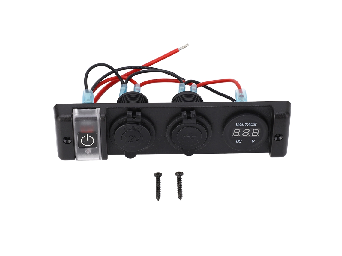 Painel De Tomada De Fósforo Usb 4 Em 1 Com Led Indicativo Ip66 À Prova D'água Para Carro Barco Suv Iate Dc 12v