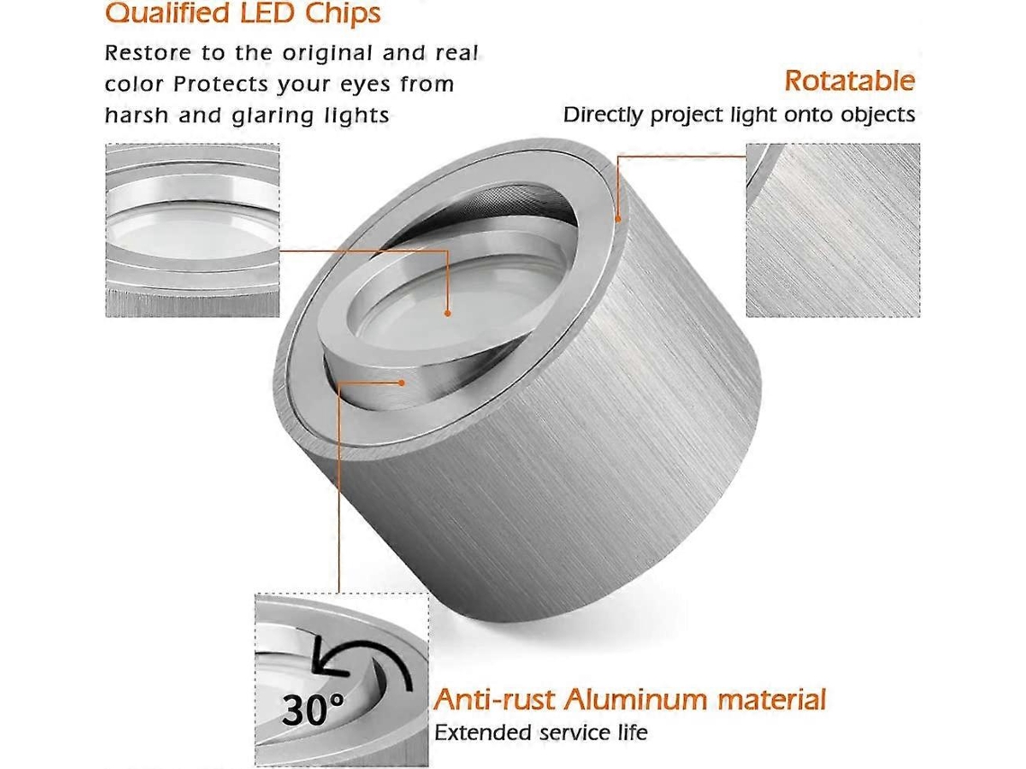Omni-conjunto De 2 Focos Led Proyección Ajustable 5w Superficie Techo Redondo Blanco 80x50mm 400lm 230v