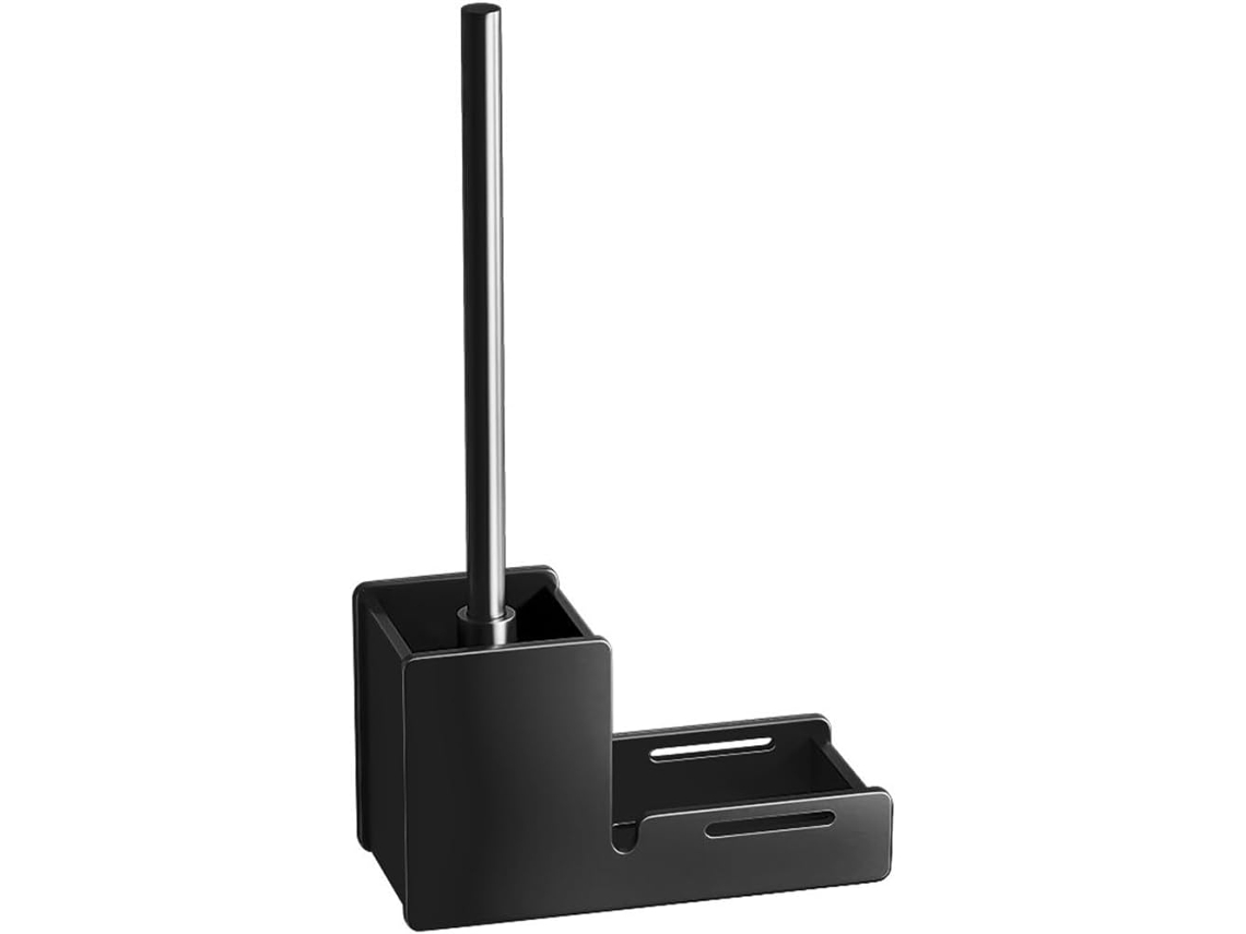 Limpiador de paredes de baño, aluminio, para limpieza y almacenamiento, color negro, Gokoco