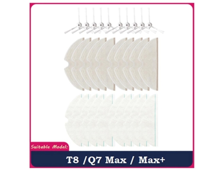 30pcs mop pano escova lateral para roborock t8/q7 max/max+ robot