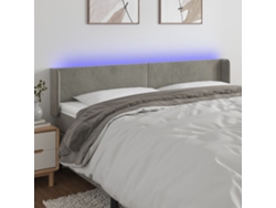 Cabecero Con Led De Terciopelo Gris Claro 163x16x78/88 Cm