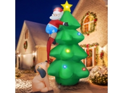 Decoración inflable de Navidad de 6 pies, árbol de Navidad inflable con Papá Noel y perro, decoración de Navidad autoinflable