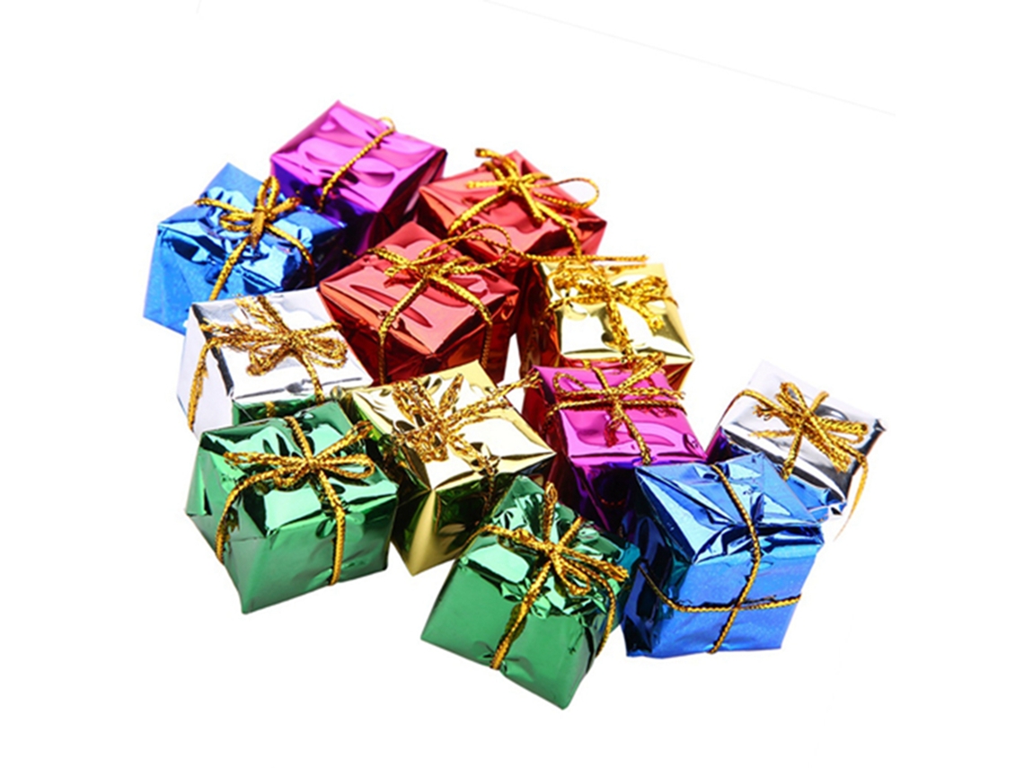 12 Colgantes En Caja De Regalo Para Decorar El Árbol De Navidad, Fiestas Y Navidad.