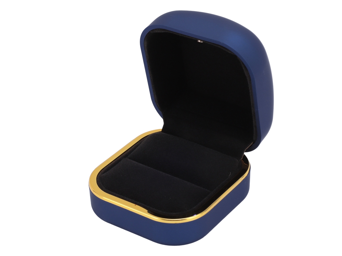 Lujosa Caja De Anillo Con Luz Led Y Forro De Terciopelo Para Aniversario De Bodas - Azul