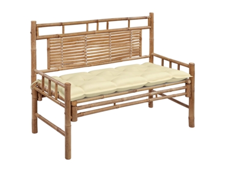 Banco de jardín con cojín bambú 120 cm MAISON EXCLUSIVE