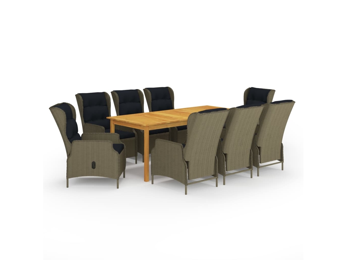 Conjunto Jantar 9 Piezas Para Jardim Castanho Dkd Home Decor