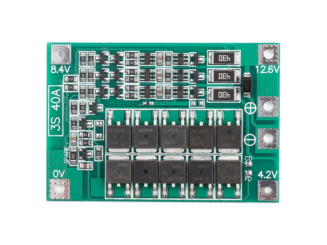 Placa De Protección Bms Pcb Para Batería De Litio 3s 40a 11.1v Con Balanceo