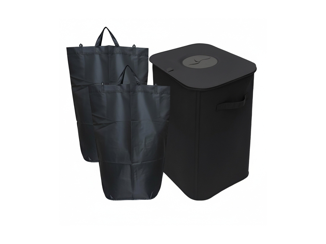 Relaxdays Recipiente Para Coleta De Garrafas, 100 L, 2 Bolsas, Higiénico, Reciclável, Coletor De Garrafas Vazias, Preto