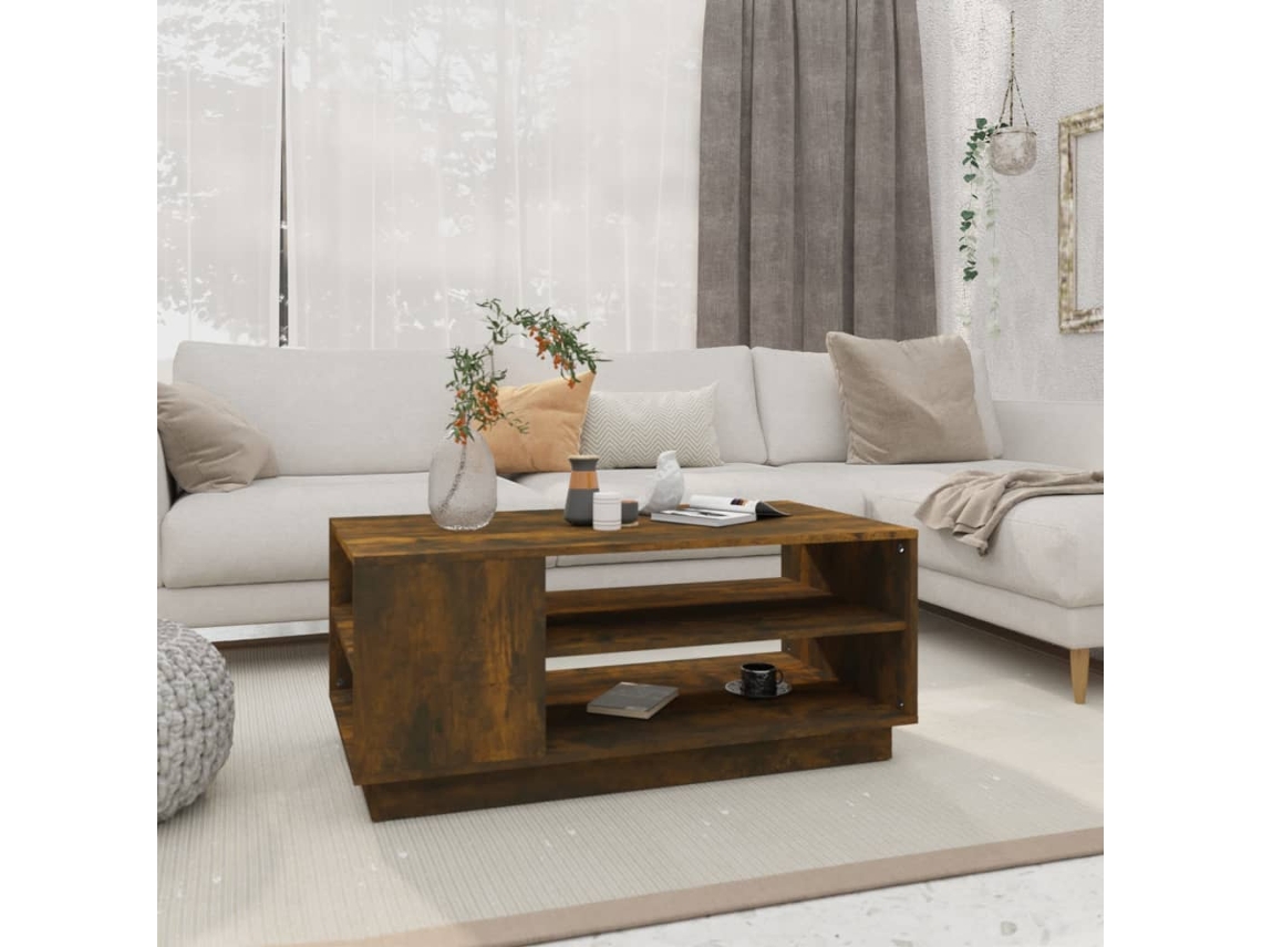 Mesa de Centro Apoyo 102X55X43 cm Aglomerado Cor Roble Fumado