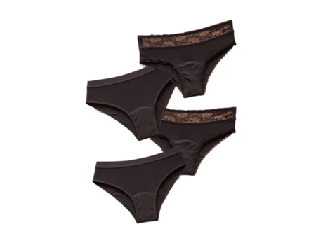 Pack de 4 Braguitas Menstruales ANAISSA Algodón Mujer (M (38-40) - Negro)