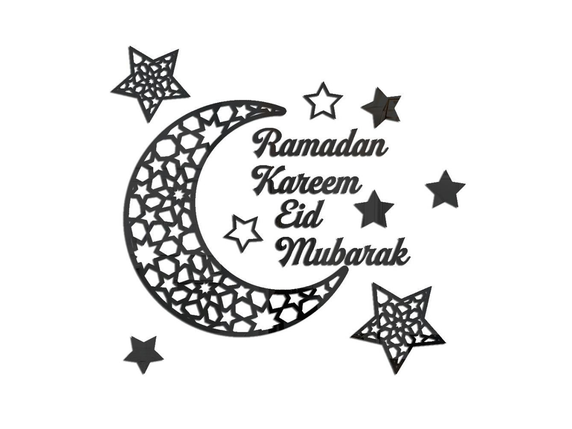 Pegatina de espejo acrílico 3D con forma de media luna de Ramadán