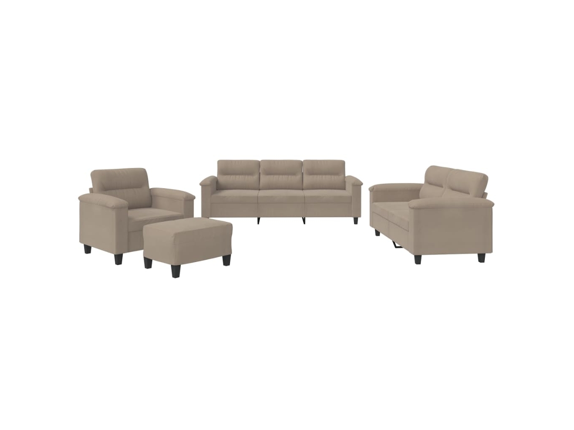 Maison Exclusive - Juego De Sofás Con Cojines 3 Piezas Tela Microfibra Taupe