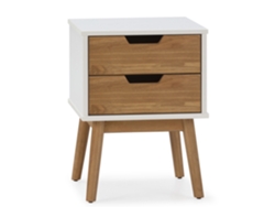 Mesita de noche Baku de 2 cajones blanco/cera, madera de pino maciza