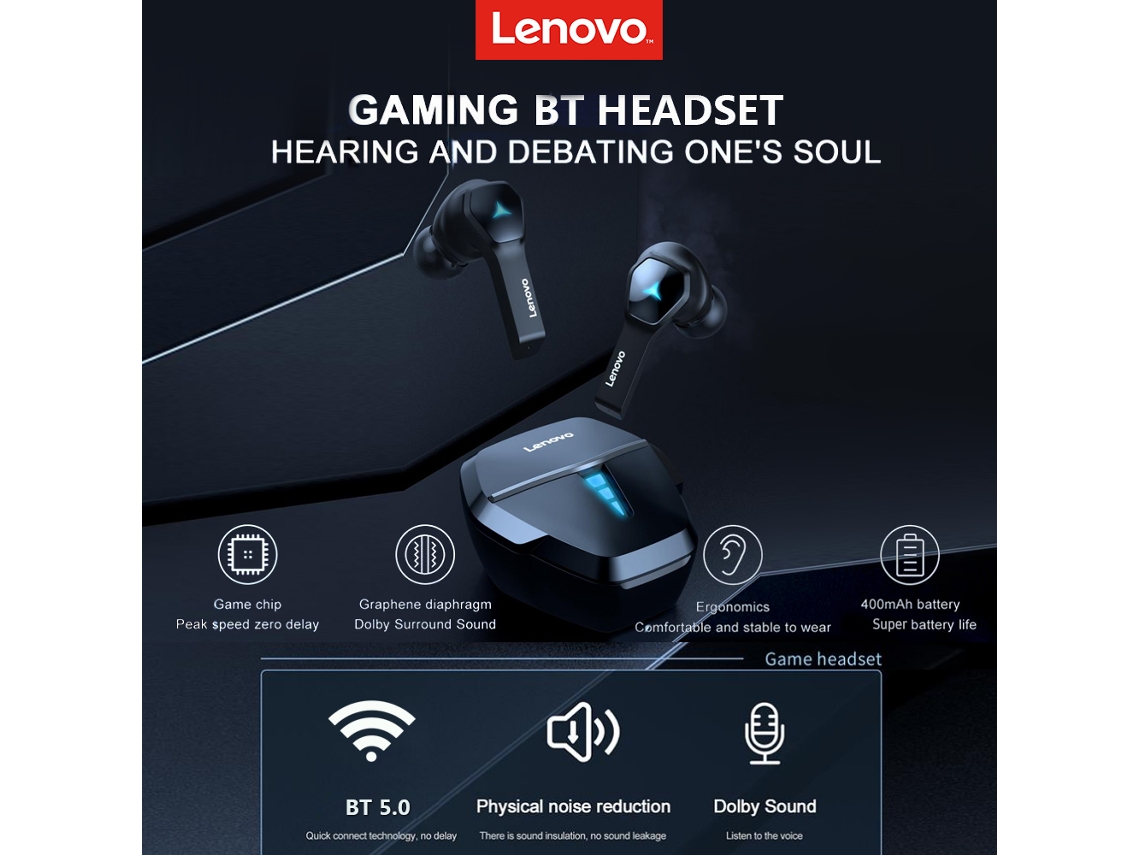 Fones De Ouvido Lenovo Hq08 True Wireless Bt5.0 Gaming Estéreo Com Modos Duplos Ipx5 À Prova D'água