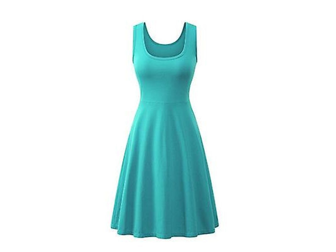 2026-vestido De Verano Para Mujer Sexy Sin Mangas Cuello Cuadrado Solido De Tela De Algodón Y Poliéster Estilo Oficina Claro Rojo
