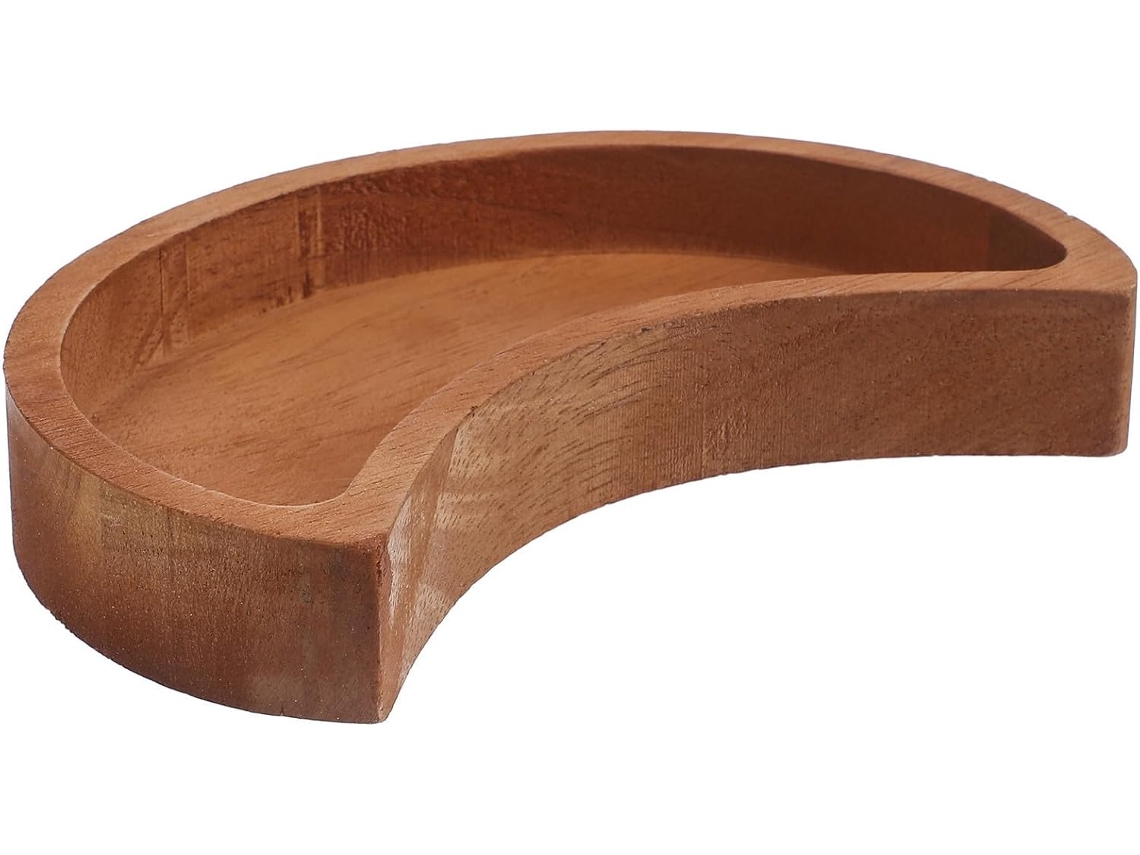 Elegante Bandeja Almacenamiento Forma Media Fabricada Madera Maciza Fácil Limpiar Ideal Joyas Cosméticos