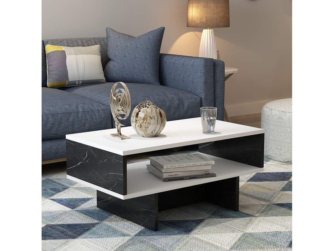 Mesa de Centro [EN.CASA] (Blanco - Aglomerado de Madera - 36,4 x 80 x 45 cm)