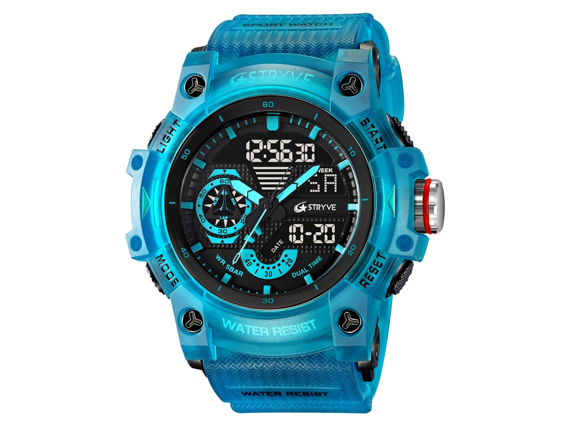 Reloj Deportivo Impermeable (azul Transparente), Doble Pantalla Con Retroiluminación Luminosa, Reloj Electrónico Multifuncional Para Estudiantes.