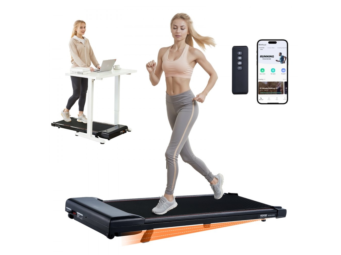 Cinta de correr eléctrica portátil con aplicación inteligente, cinta de correr compacta con control remoto y plataforma de caminata ajustable Tekmaquinas