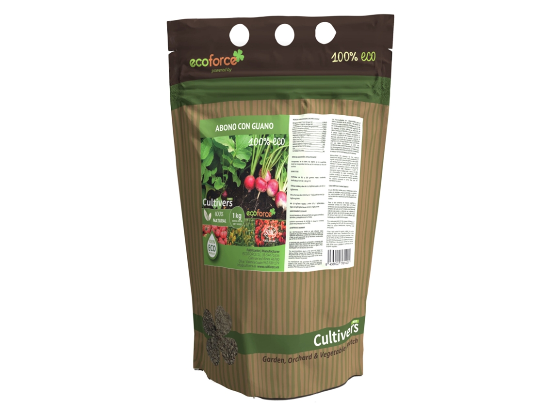 CULTIVERS Abono con Guano Pellets Ecológico 1 kg Fertilizante Universal para Plantas de Origen 100% Orgánico y Natural para Huerto y Jardín