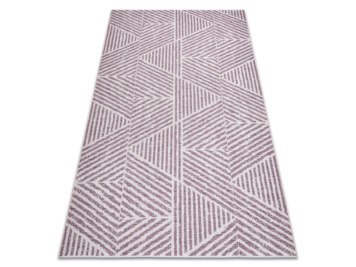 Alfombra Color 47176260 Sisal Líneas, Triangulos, Zigzag Beige / Rubor Rosado (120 x 170 cm)