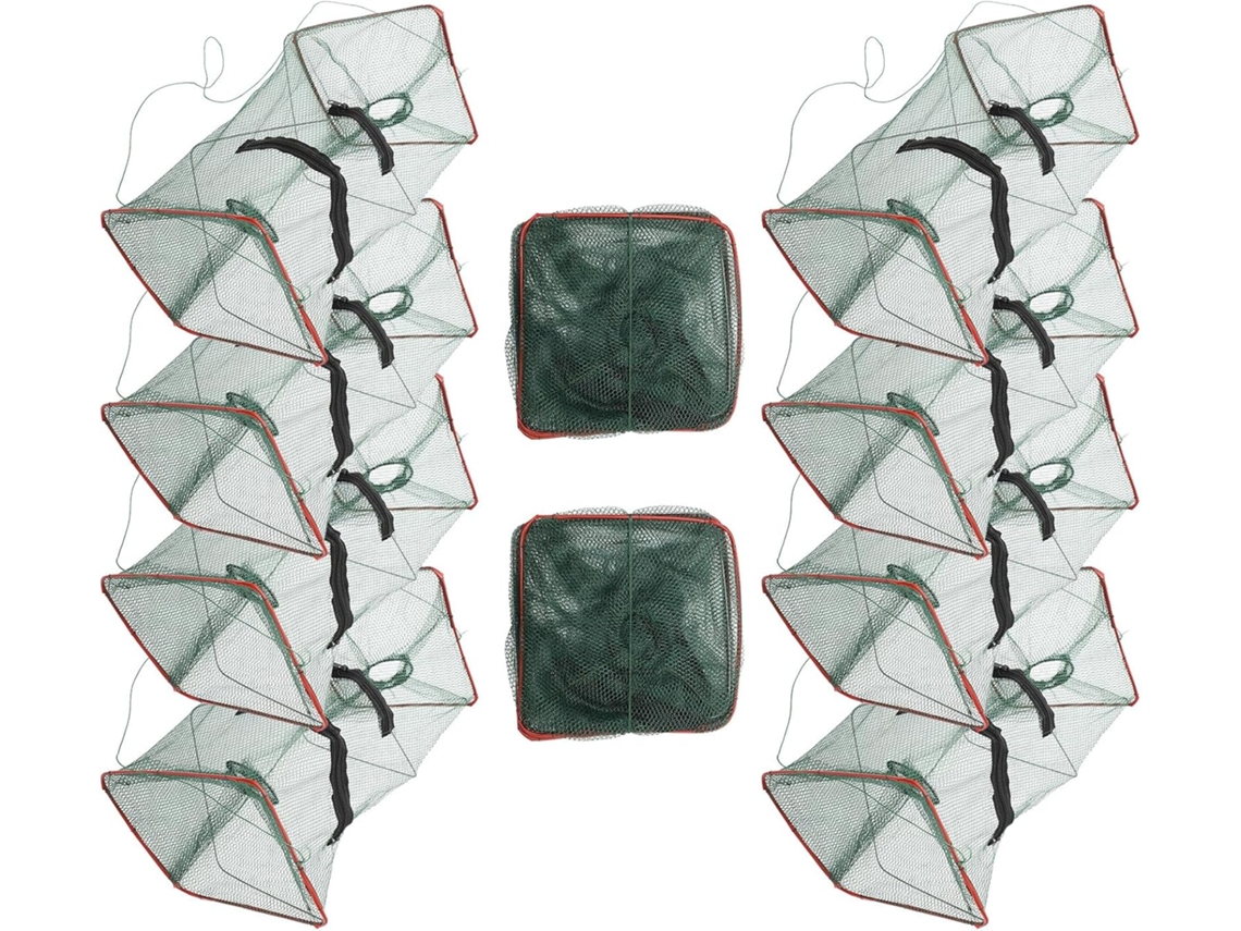 Juego De 10 Jaulas Rectangulares Para Peces, Red Para Camarones, Estructura De Acero, Tamaño 45 X 22 X 22 Cm.