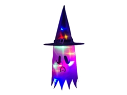 Adorno De Sombrero De Bruja De Halloween Con Luces Led Para Colgar En El Jardín, Porche, Árbol O Al Aire Libre.