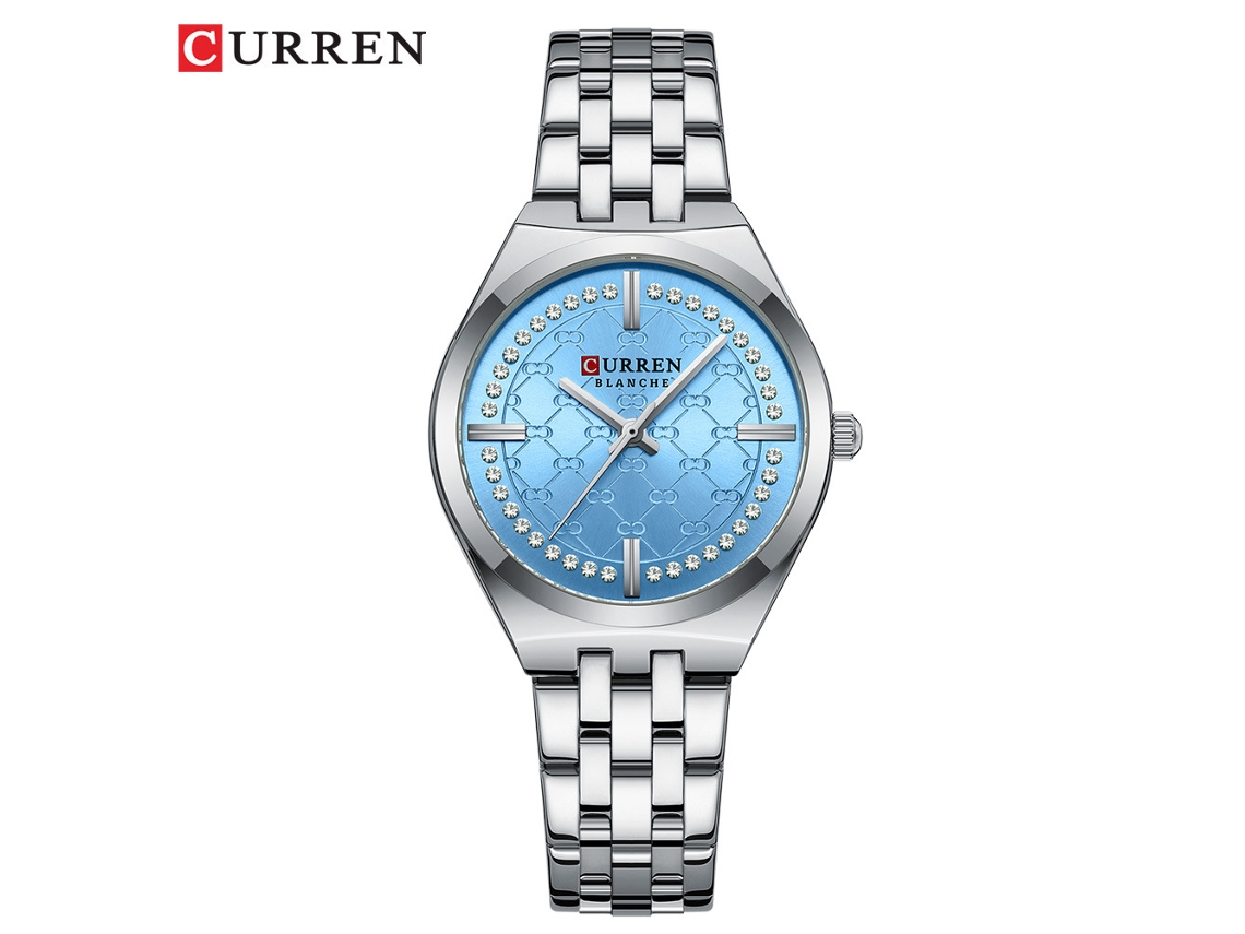 Reloj de cuarzo romano para mujer (azul), resistente al agua, redondo.