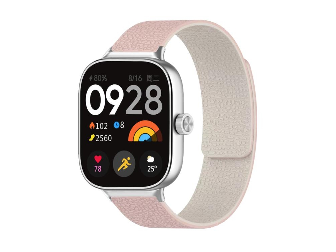 Bracelete Para Redmi Watch 6 / 5 / 4 - Silicone Macio Magnético - Textura De Lichia Rosa Estelar