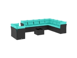 Maison Exclusive - Conjunto De Sofá De Jardín De 11 Piezas Con Cojines, De Poliratán Negro
