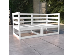 Sofá de jardín de 2 plazas en pino macizo, blanco, Dkd Home Decor