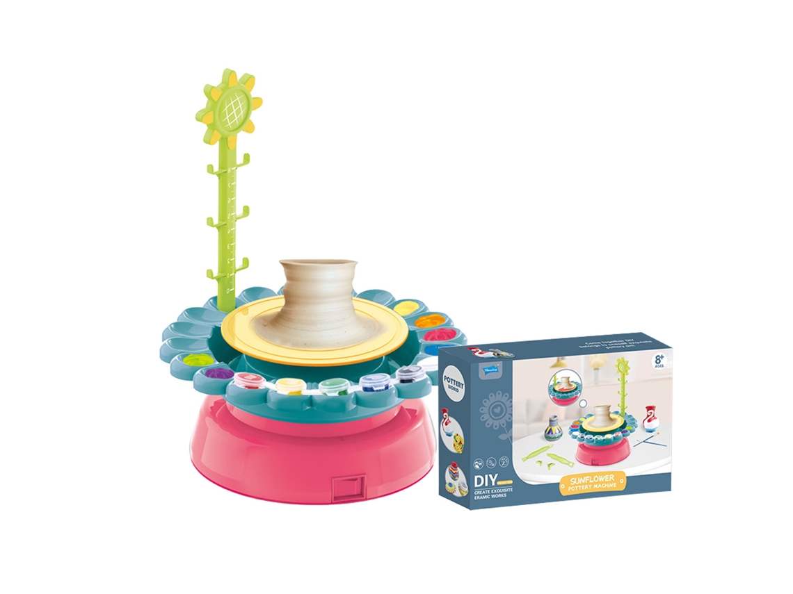 Kit De Rueda De Cerámica Para Niños Diy Colorido Actividad Educativa Manual Arcilla Seca En Aire Máquina De Cerámica Verde Rojo