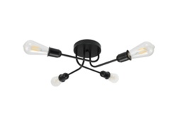Plafon Lámpara Retro Vintage Negra para Salón 4 Bombillas E27 Industrial Sin Bombilla NETTLIFE