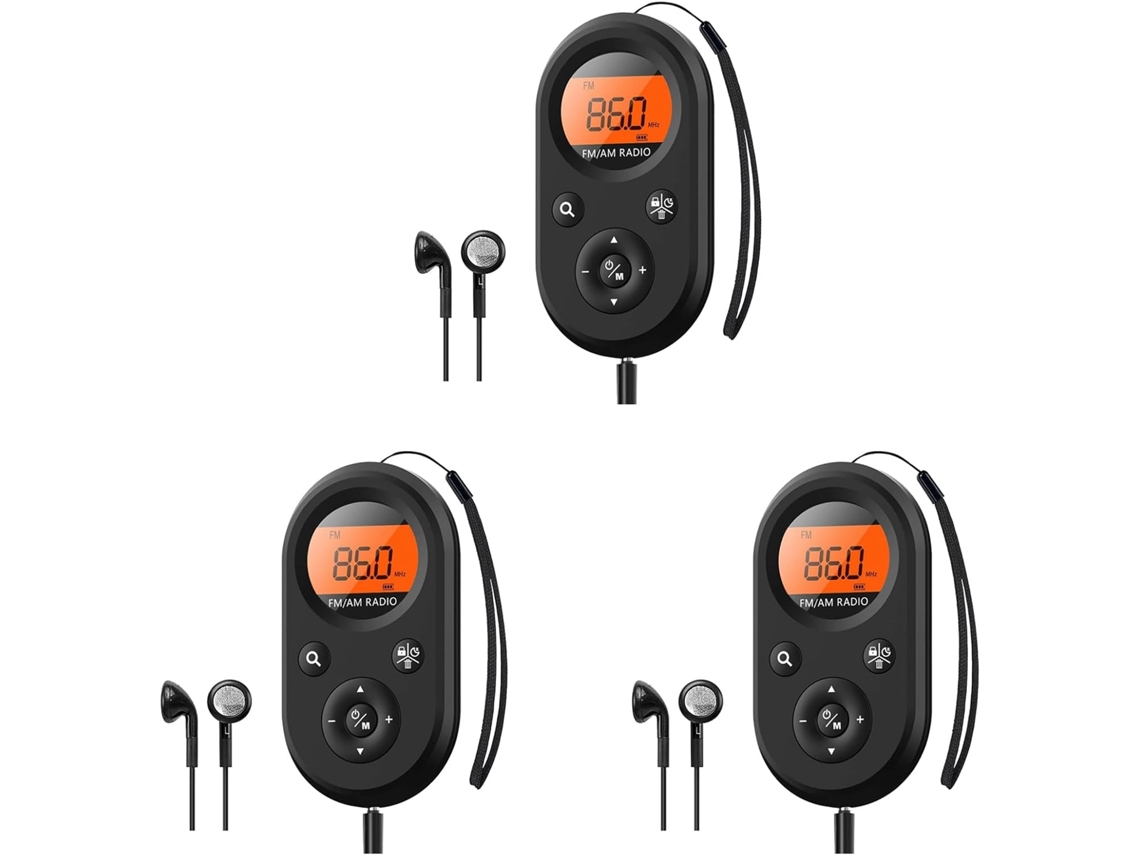 3 Radios De Bolsillo Personales Recargables Am/fm Con Batería De Larga Duración.