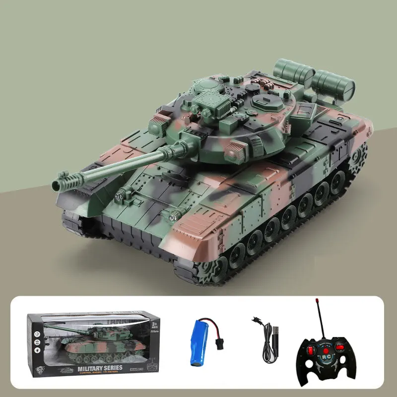 Tanque Teledirigido, Coche Militar De Guerra Teledirigido Con Sonido, Luz Y Música, Modelo Recargable.