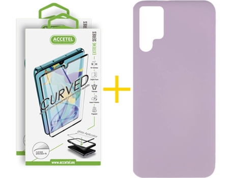 Carcasa + 2 Protectores de Pantalla para Samsung Galaxy S22 Ultra 5G ACCETEL Morado