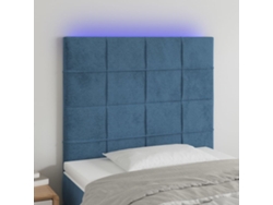 Cabecero Con Luces Led Terciopelo Azul Oscuro 100x5x118/128 Cm