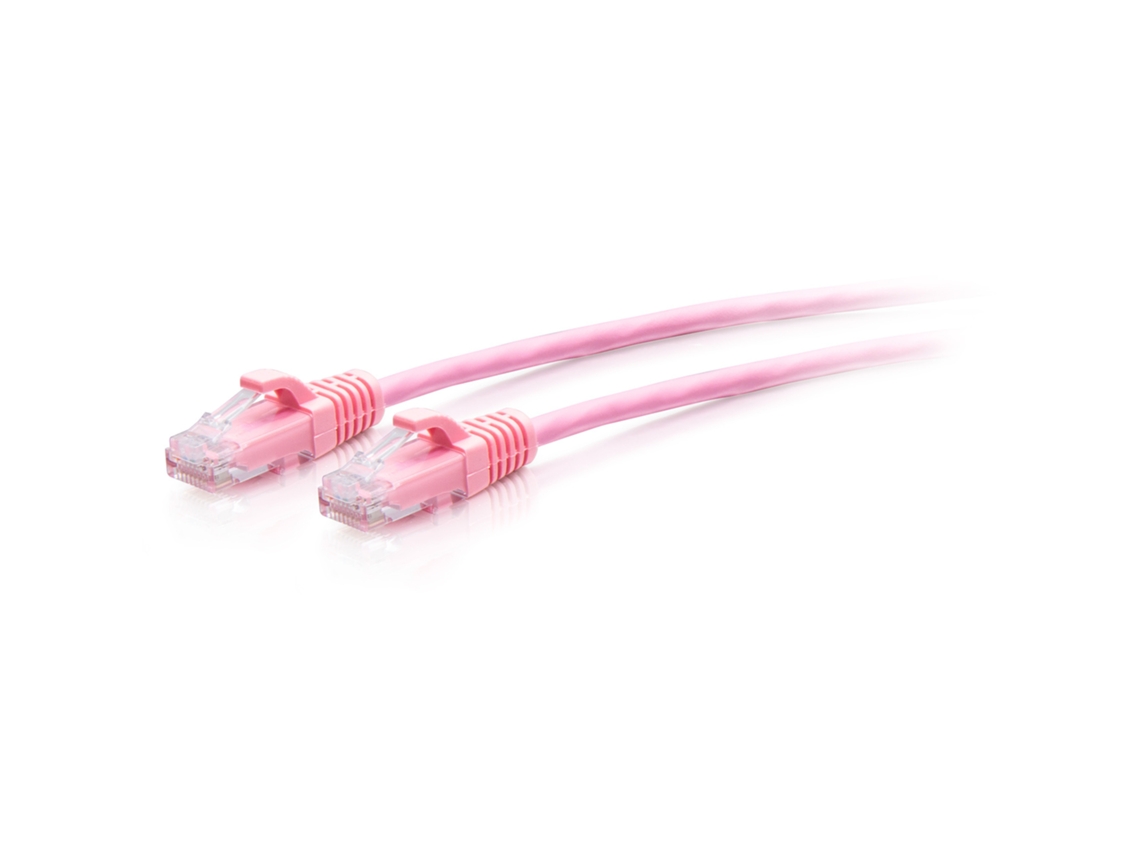 C2G Cable de conexión Ethernet delgado sin apantallar (UTP) con protección antienganche Cat6a de 7,6 m - Rosa