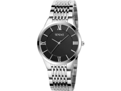 Reloj De Pulsera De Aleación Impermeable Moda Dial Redondo Cuarzo Analógico Plata Hombre