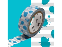 Cinta adhesiva decorativa manchas de tinta azul - 1,5 cmx7 m